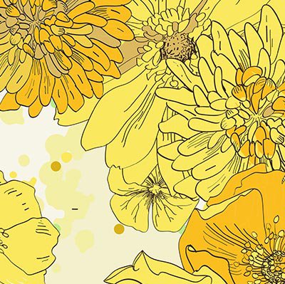 Hand drawn yellow flowers