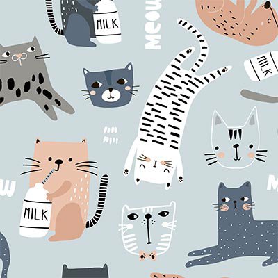 Abstract cats with milk
