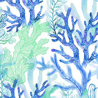 Blue and green corals