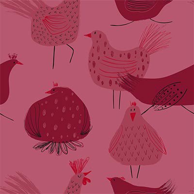 Red and pink chickens