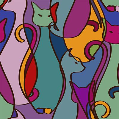 Abstract colorblock cats