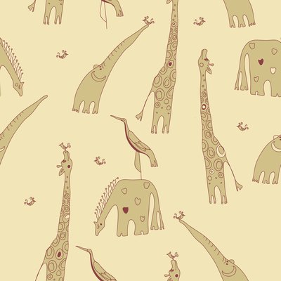 Brown giraffes and elephant