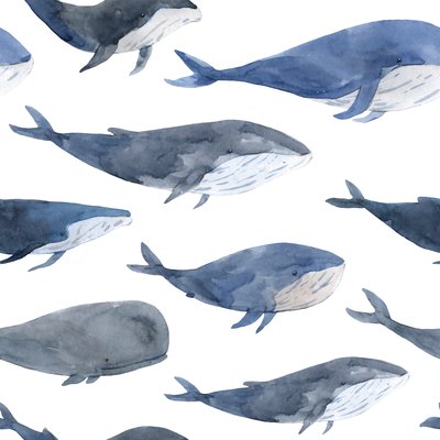 Watercolor whales