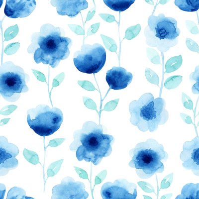 Blue painted flowers