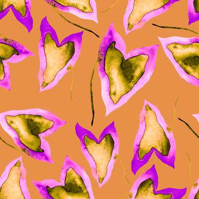 Heart shaped leaves with pink outline